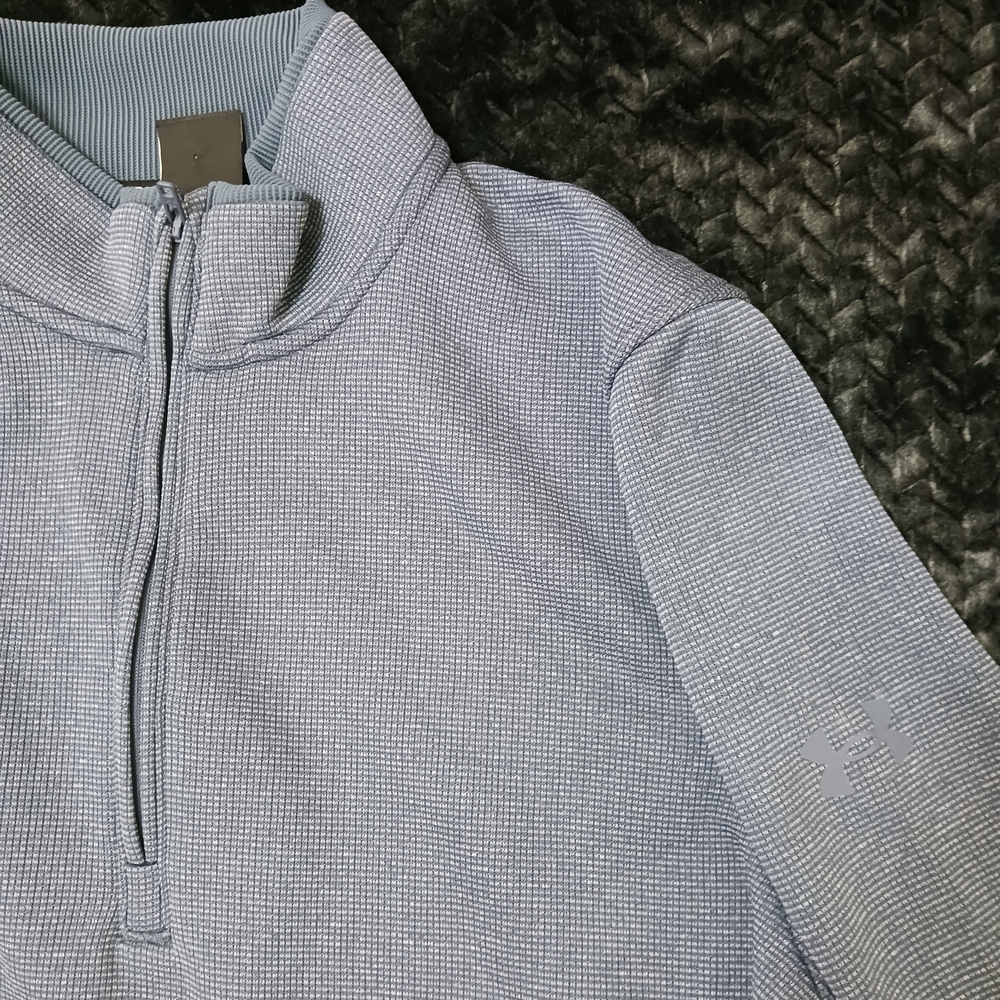 Under Armour Sweater  Mens Sweater Fleece Pullover Storm Golf 1/4 Zip Navy Sz SM - Picture 2 of 11